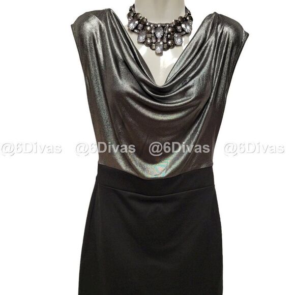 SEXY Silver Mini Dress Silver Black Cocktail Dress Party Dress Size M - Picture 1 of 13
